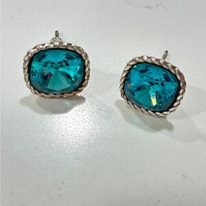 Brighton “Sparkleville Peacock/Teal Hue Swarovski Crystal Silver Earrings